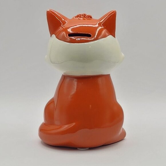 Red Fox Ceramic Coin Bank Burnt Orange White Fab NY Piggy Bank Foxy - Picture 7 of 11